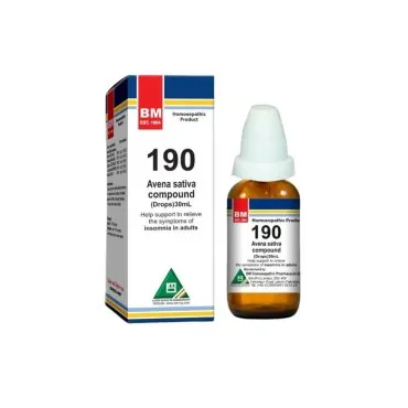 BM 190 Drops homeopathic drops on a pure white background