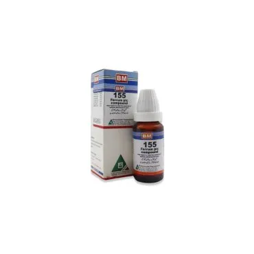 BM 155 Drops homeopathic drops by BM Homoeopathic Pharmaceuticals on a pure white background