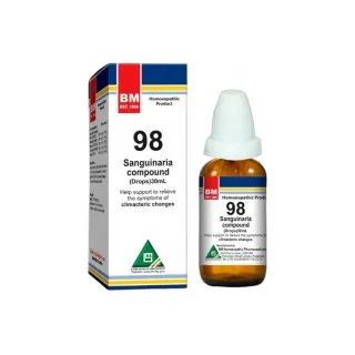 BM 98 Drops homeopathic drops on a pure white background