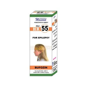 Dr. Masood HR-55 Bufozin homeopathic drops 20 ml product package on a white background
