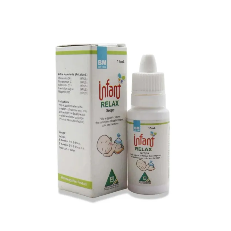 BM Infant Relax Drops homeopathic drops by BM Homoeopathic Pharmaceuticals on a pure white background
