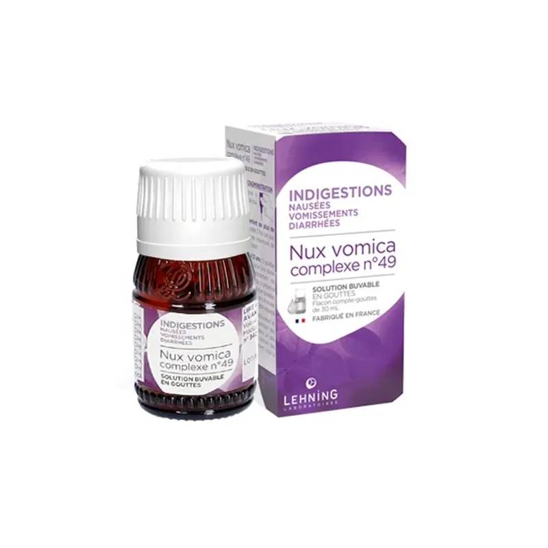 L-49 Nux Vomica Complex 30 ml Drops by Lehning Laboratories, product package on white background