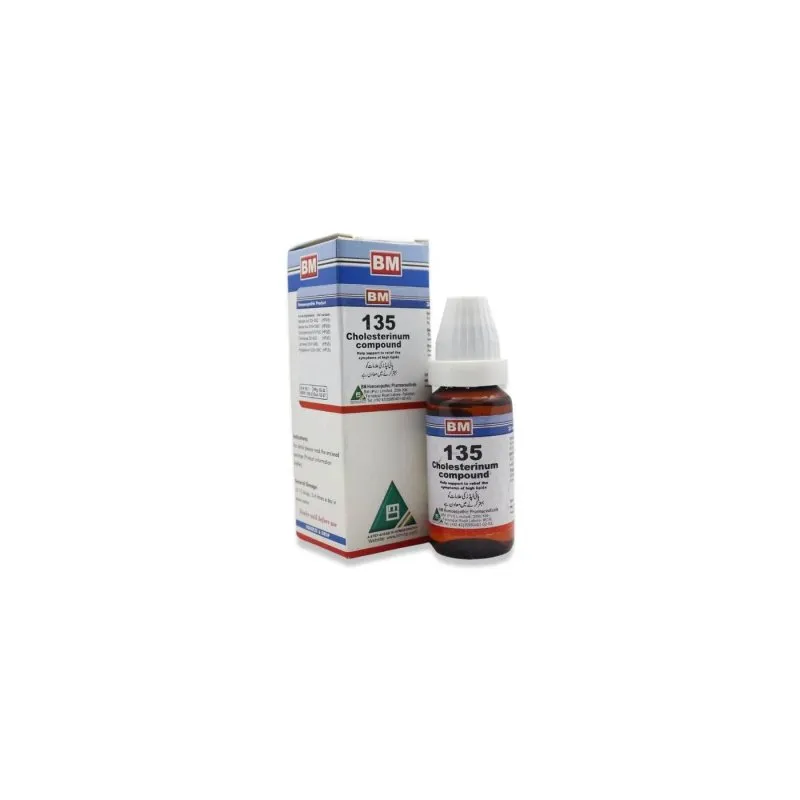 BM 135 Drops homeopathic drops by BM Homoeopathic Pharmaceuticals on a pure white background