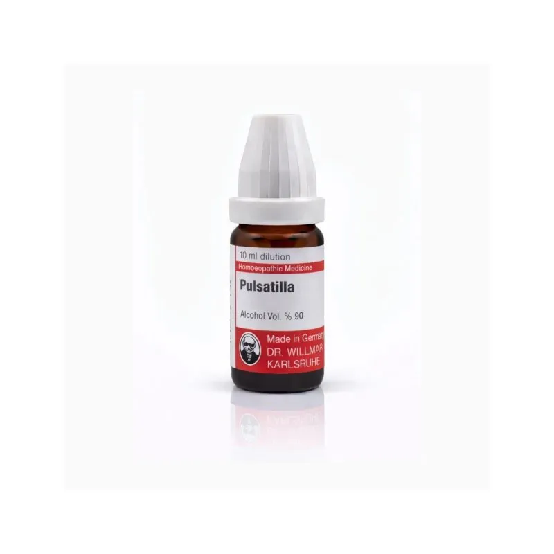 Pulsatilla 10ml homeopathic dilutions and mother tincture bottle or pack on white background