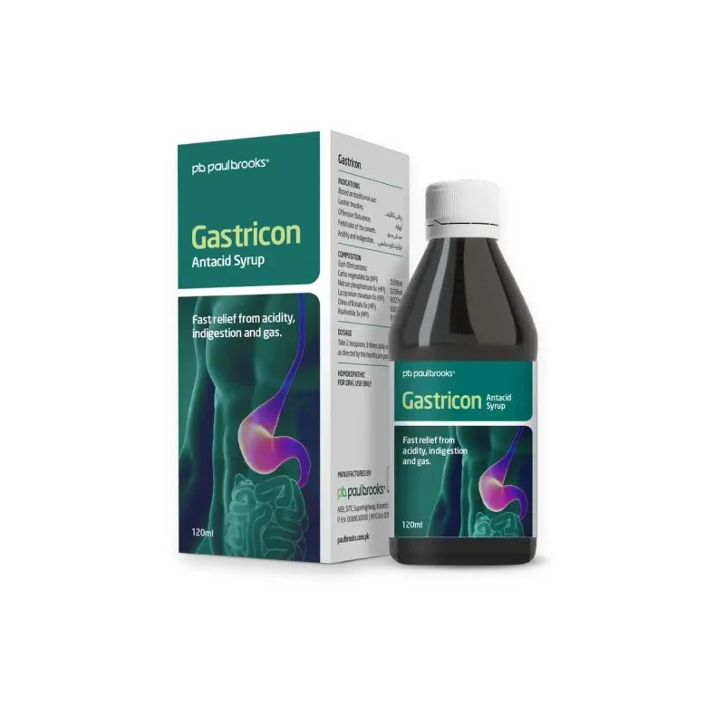Gastricon Syrup by Paul Brooks, product pack on a white background