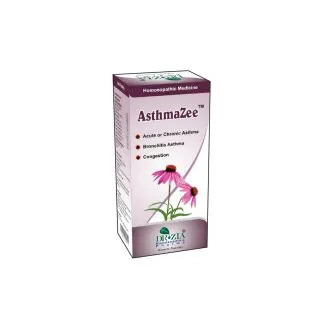 Asthmazee by Dr Zia Pharma, product pack centered on a white background