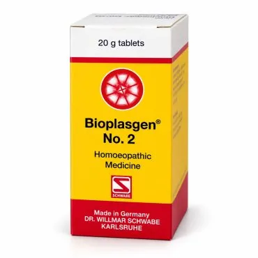 Bioplasgen No. 2 20g homeopathic combination tablets by Dr. Willmar Schwabe on a pure white studio background