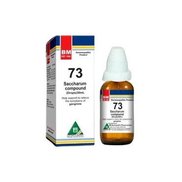 BM 73 Drops homeopathic drops on a pure white background