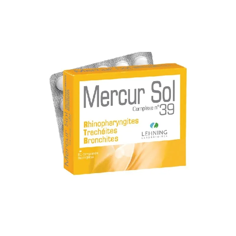 L-39 Mercurius Sol Complex 60 tablets Tablets by Lehning Laboratories, product package on white background