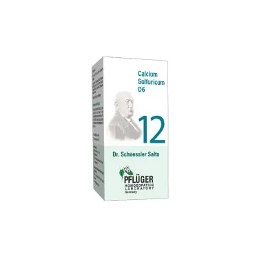 Calcium Sulfuricum - 12 by Pflüger, product carton centered on a white background