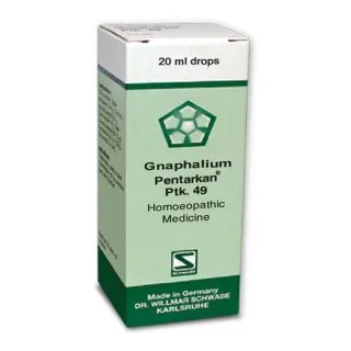 Gnaphalium Pentarkan Ptk. 49 20ml Drops by Dr. Willmar Schwabe, original homeopathic packshot on white background