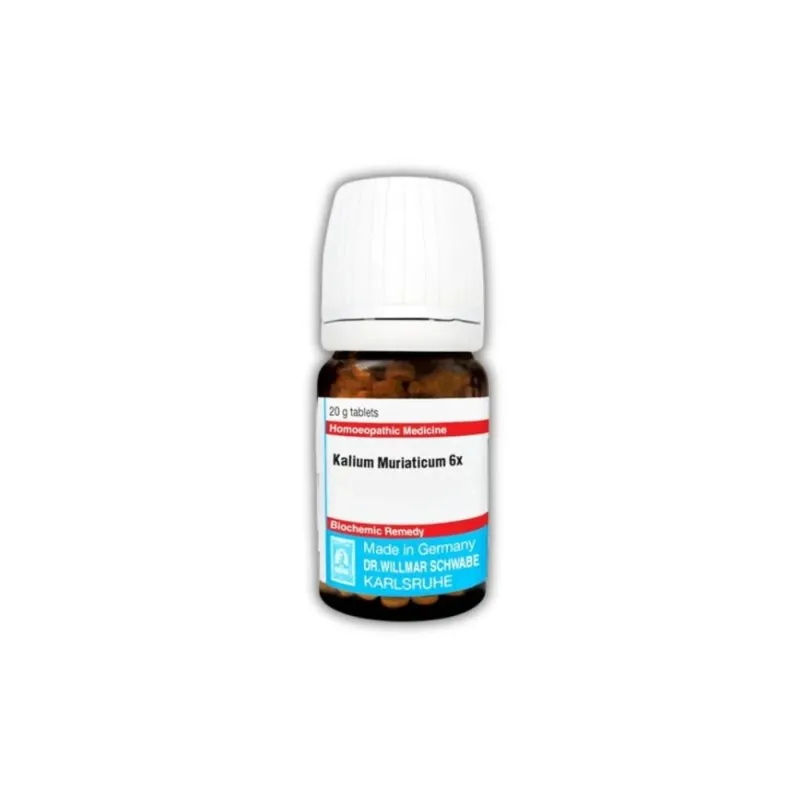 Kalium Muriaticum Tablets 20g 20g homeopathic tablets bottle or pack on white background