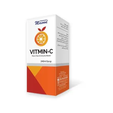 VITMIN-C Syrup 240 ml by Dr. Masood, original product carton on a white background