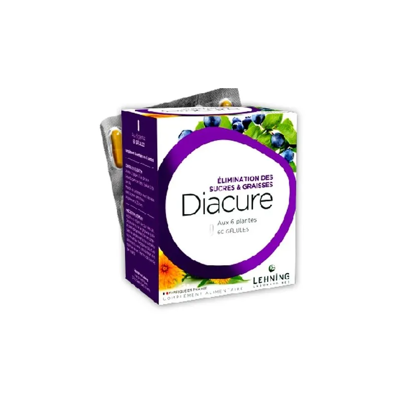 Diacure 60 capsules Capsules by Lehning Laboratories, product package on white background
