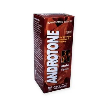 Androtone Syrup by Dr. Masood, original product packaging on a white background