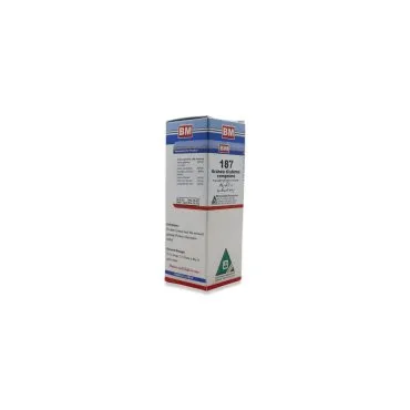 BM 187 Drops homeopathic drops by BM Homoeopathic Pharmaceuticals on a pure white background