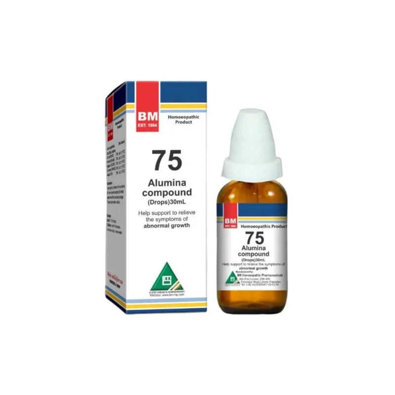 BM 75 Drops homeopathic drops on a pure white background