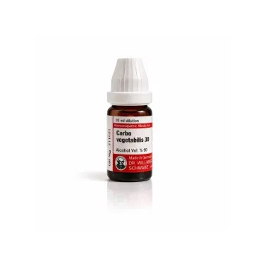 Carbo Vegetabilis 10ml liquid homeopathic dilution bottle or pack on white background