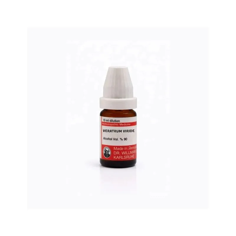 Veratrum Viride 10ml liquid homeopathic dilution bottle or pack on white background