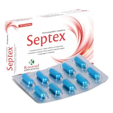SEPTEX (CAPSULES), Kamal Laboratories product pack on a white background