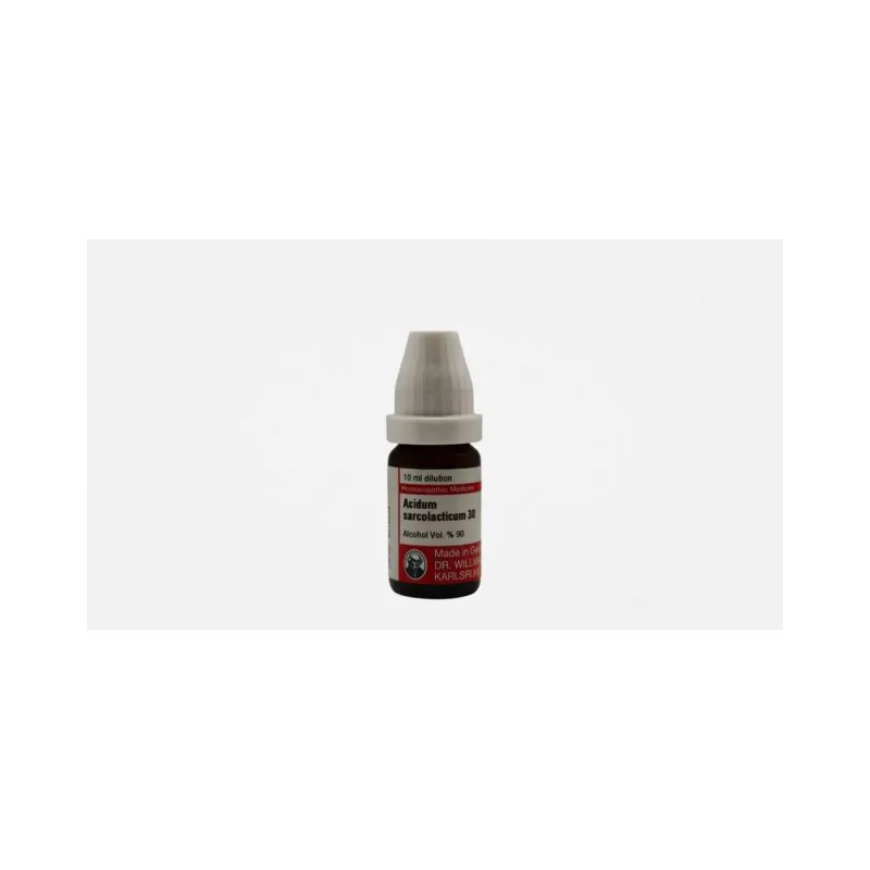 Acidum Sarcolacticum 10ml liquid homeopathic dilution bottle or pack on white background