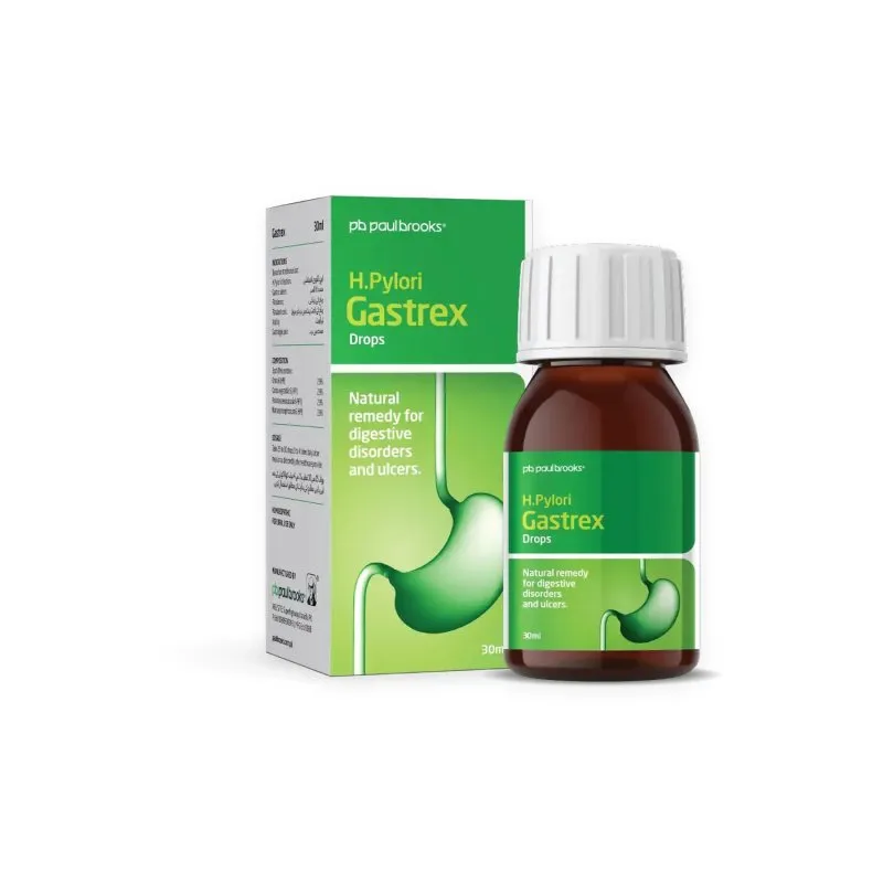 H.Pylori Gastrex Drops by Paul Brooks, product pack on a white background