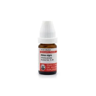 Abies Nigra 10ml homeopathic dilutions and mother tincture bottle or pack on white background