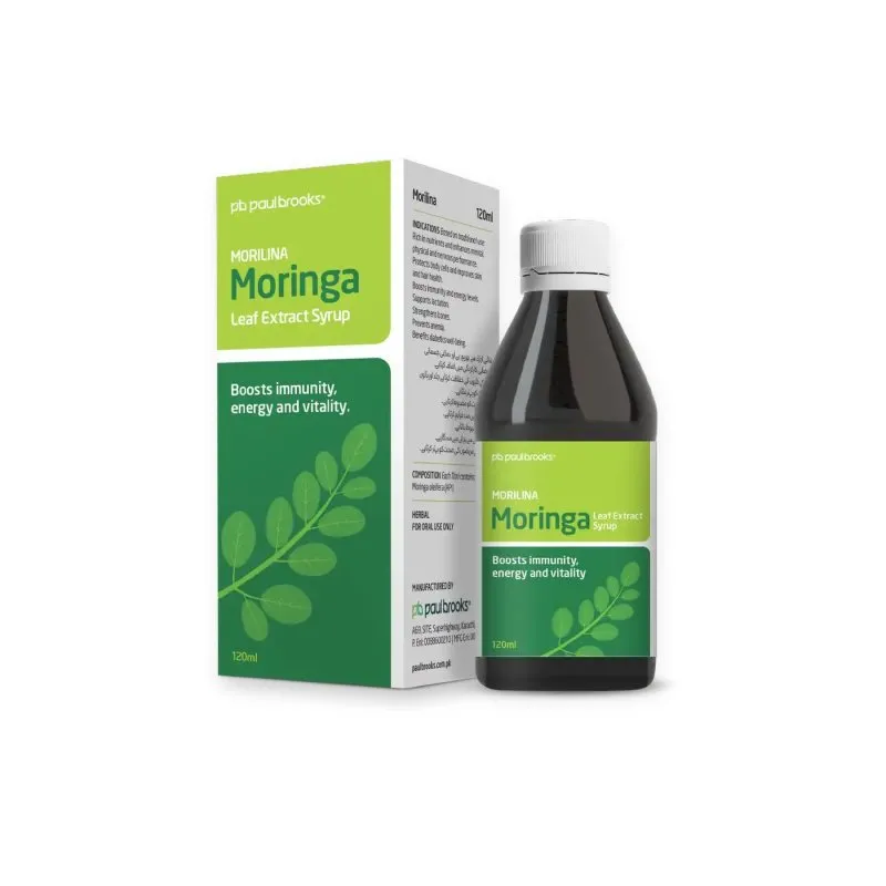 Morilina Moringa Syrup by Paul Brooks, product pack on a white background