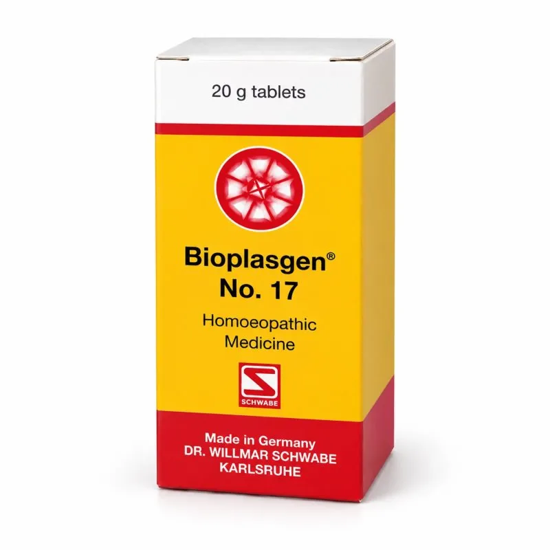 Bioplasgen No. 17 20g homeopathic combination tablets by Dr. Willmar Schwabe on a pure white studio background