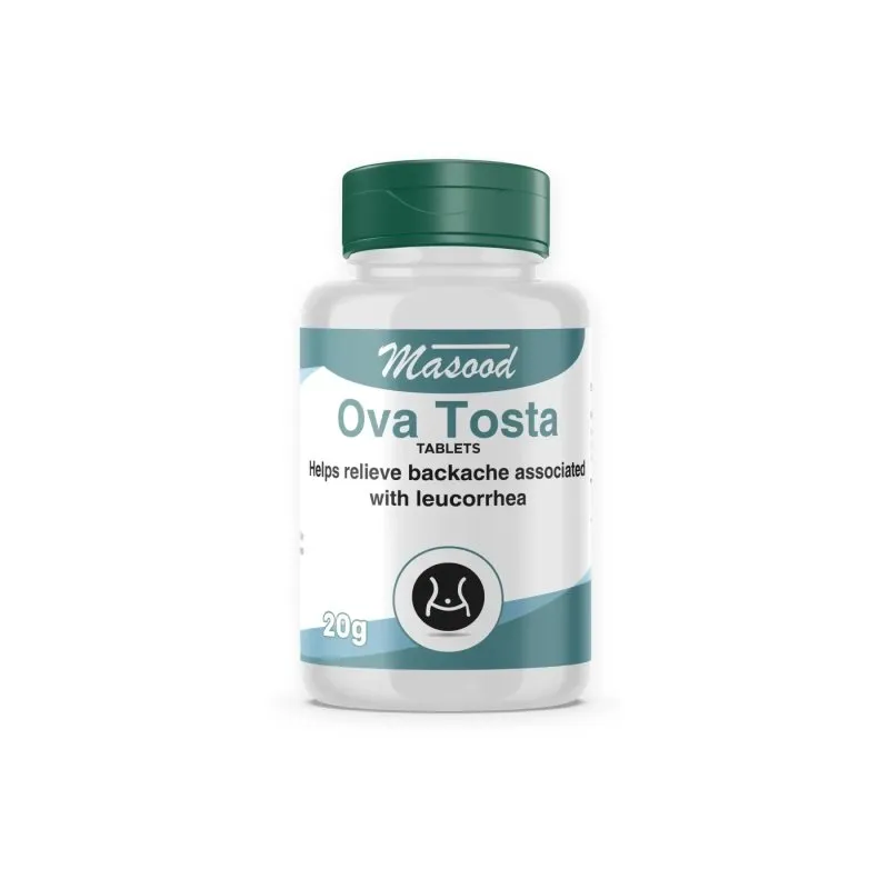 Ova Tosta Tablets by Dr. Masood, original bottle on a white background