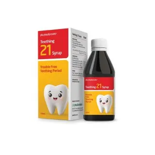 Teething 21 Syrup by Paul Brooks, product pack on a white background