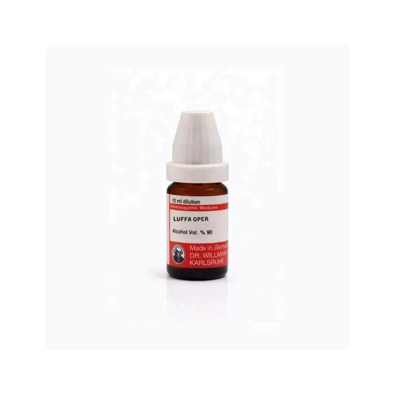 Luffa Oper 10ml homeopathic dilutions and mother tincture bottle or pack on white background
