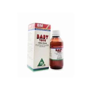 BM Baby Tonic homeopathic syrup on a pure white background