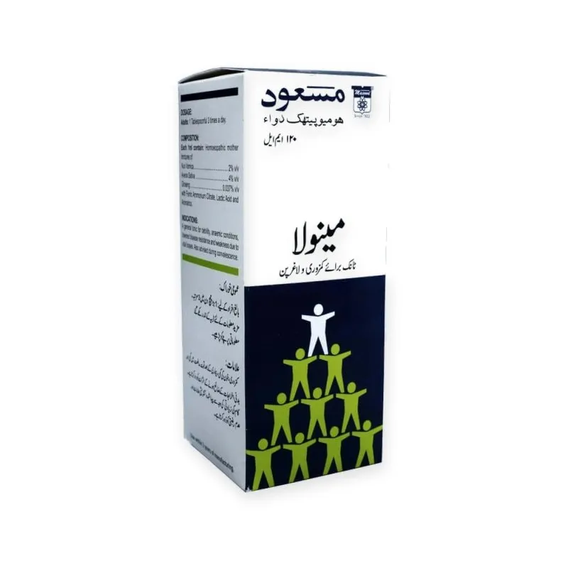Menola Tonic by Dr. Masood, original product packaging on a white background