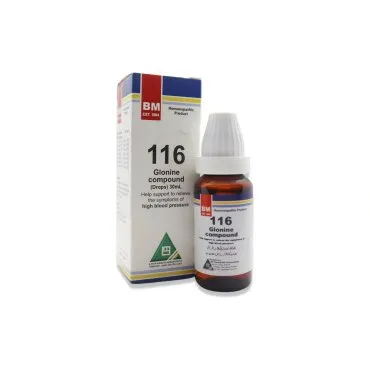 BM 116 Drops homeopathic drops by BM Homoeopathic Pharmaceuticals on a pure white background