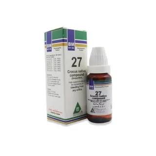 BM 27 Drops homeopathic drops on a pure white background