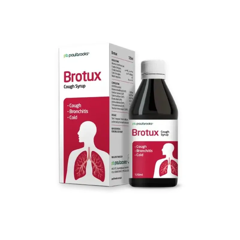 Brotux Cough Syrup by Paul Brooks, product pack on a white background