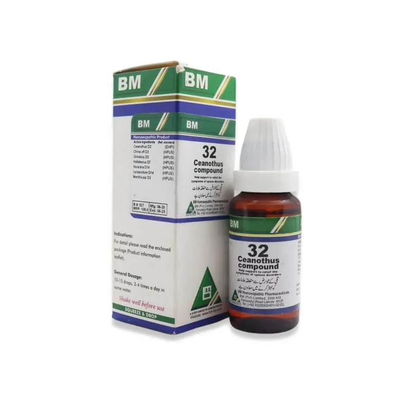 BM 33 Drops homeopathic drops on a pure white background