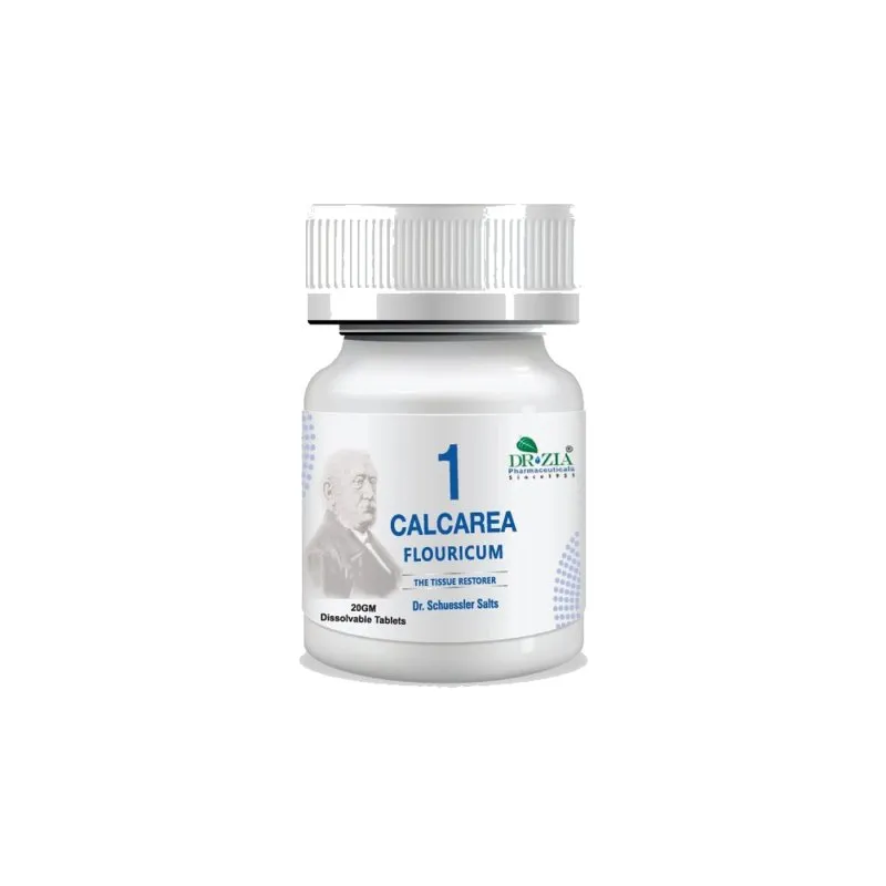 Calcarea Flouricum by Dr Zia Pharma, product pack centered on a white background