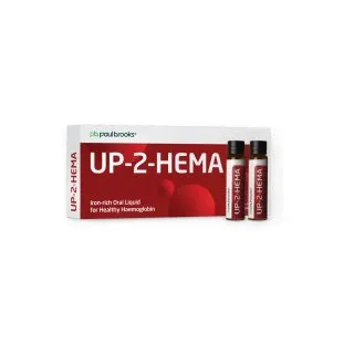 UP-2-HEMA Iron-rich Oral Liquid by Paul Brooks, product pack on a white background