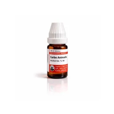 Carbo Animalis 10ml liquid homeopathic dilution bottle or pack on white background