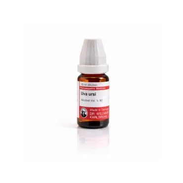 Uva Ursi 10ml homeopathic dilutions and mother tincture bottle or pack on white background