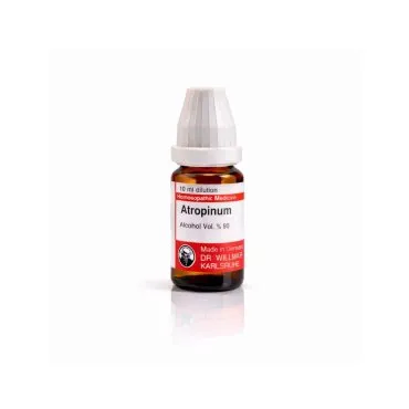 Atropinum 10ml liquid homeopathic dilution bottle or pack on white background