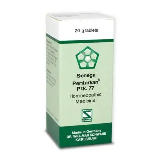 Senega Pentarkan Ptk. 77 20g Tablets by Dr. Willmar Schwabe, original homeopathic packshot on white background