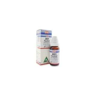 BM 201 Drops homeopathic drops on a pure white background