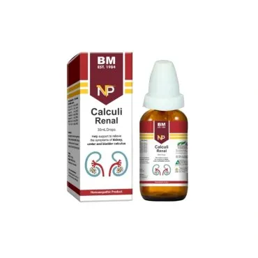 BM Calculi Renal Drops homeopathic drops on a pure white background