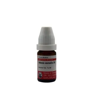 Adonis Vernalis 10ml homeopathic dilutions and mother tincture bottle or pack on white background