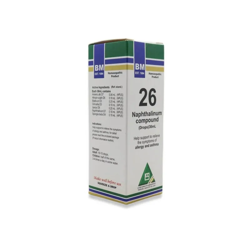 BM 26 Drops homeopathic drops on a pure white background