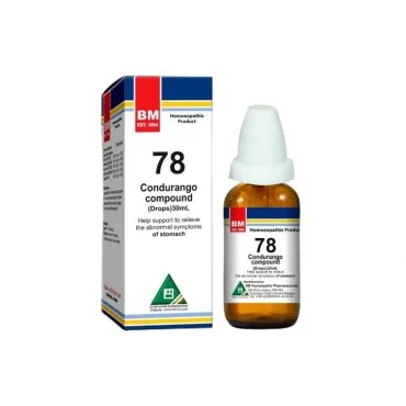 BM 78 Drops homeopathic drops on a pure white background