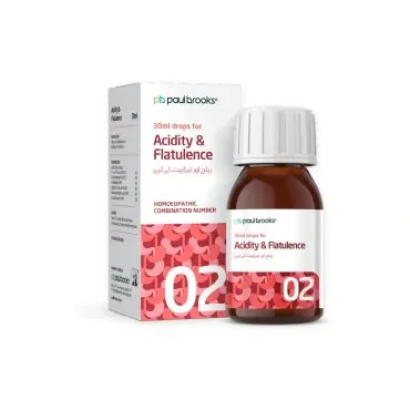 Acidity & Flatulence by Paul Brooks, product pack on a white background